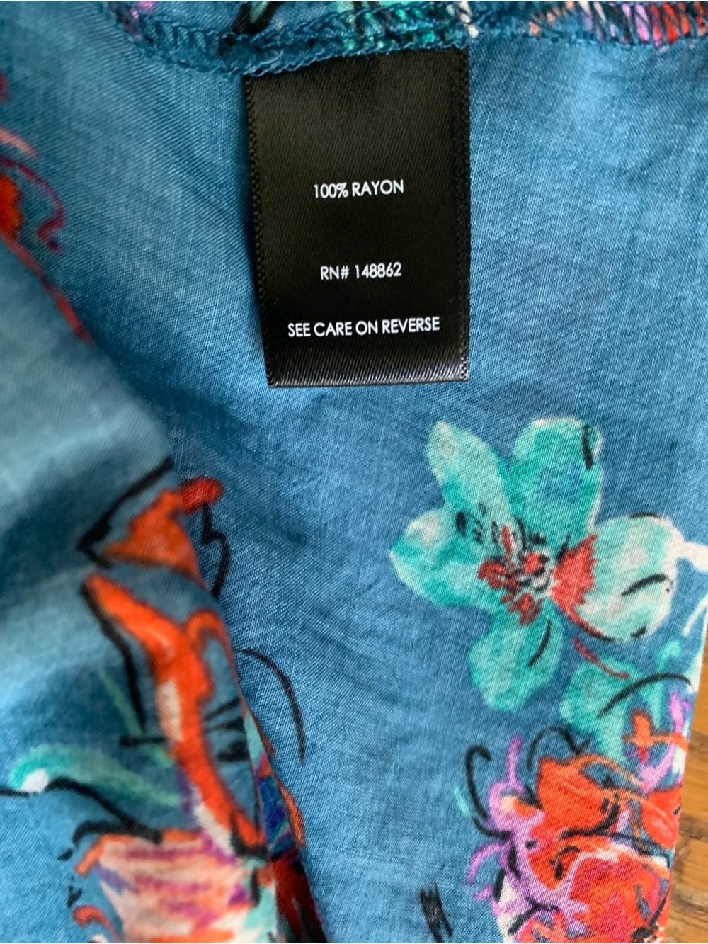 Torrid size 4 Teal Floral Top with Coral Accents - Picture 3 of 3